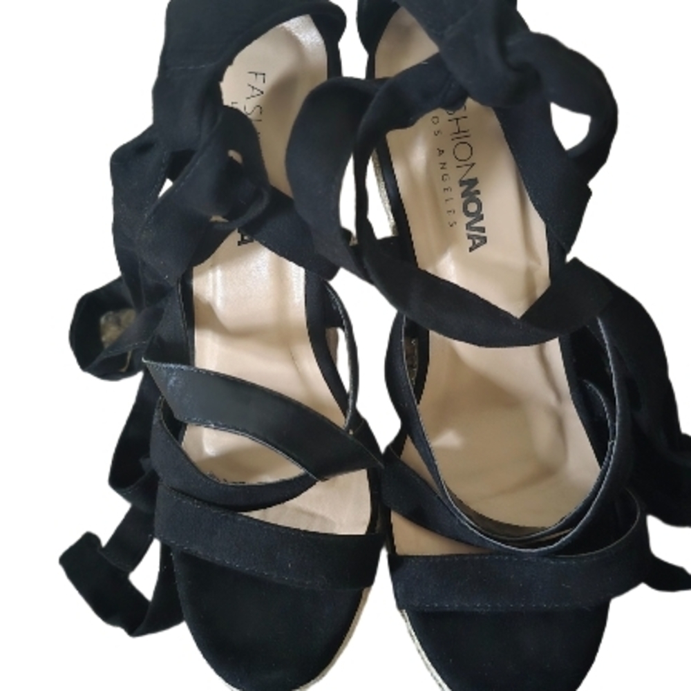 Fashion Nova Black Strappy Heels